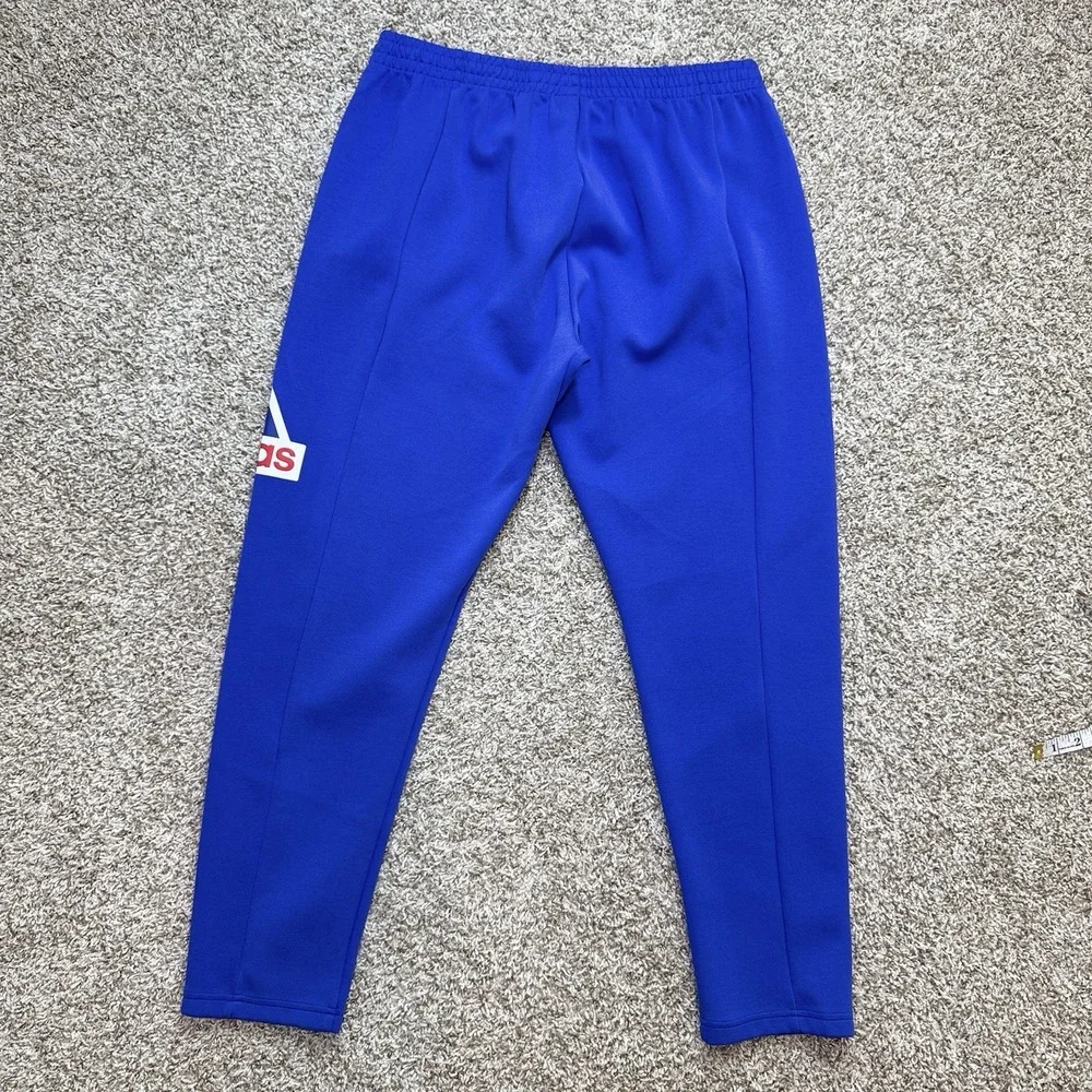 Adidas Mens M Blue Big Logo Tapered Sweatpants Joggers Elastic Waist Pockets